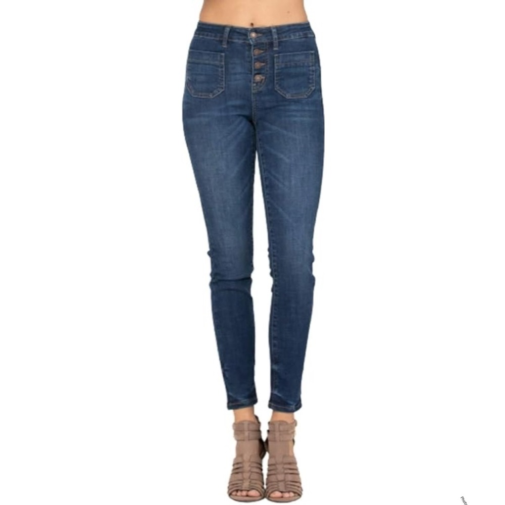 Judy Blue Jeans Women’s 3/26 Blue Skinny Button Fly LIKE NEW!